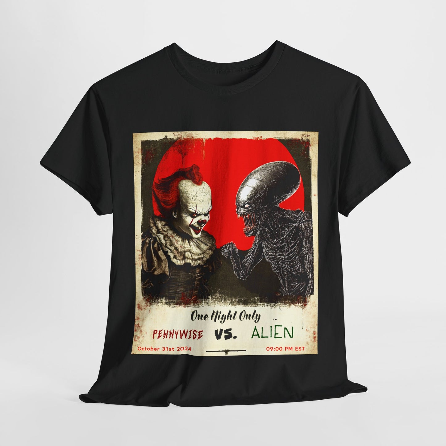 Pennywise Vs Alien 2024 Halloween Unisex Heavy Cotton Tee