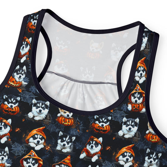 Happy Howl-O-Ween Husky Women's Tank Top