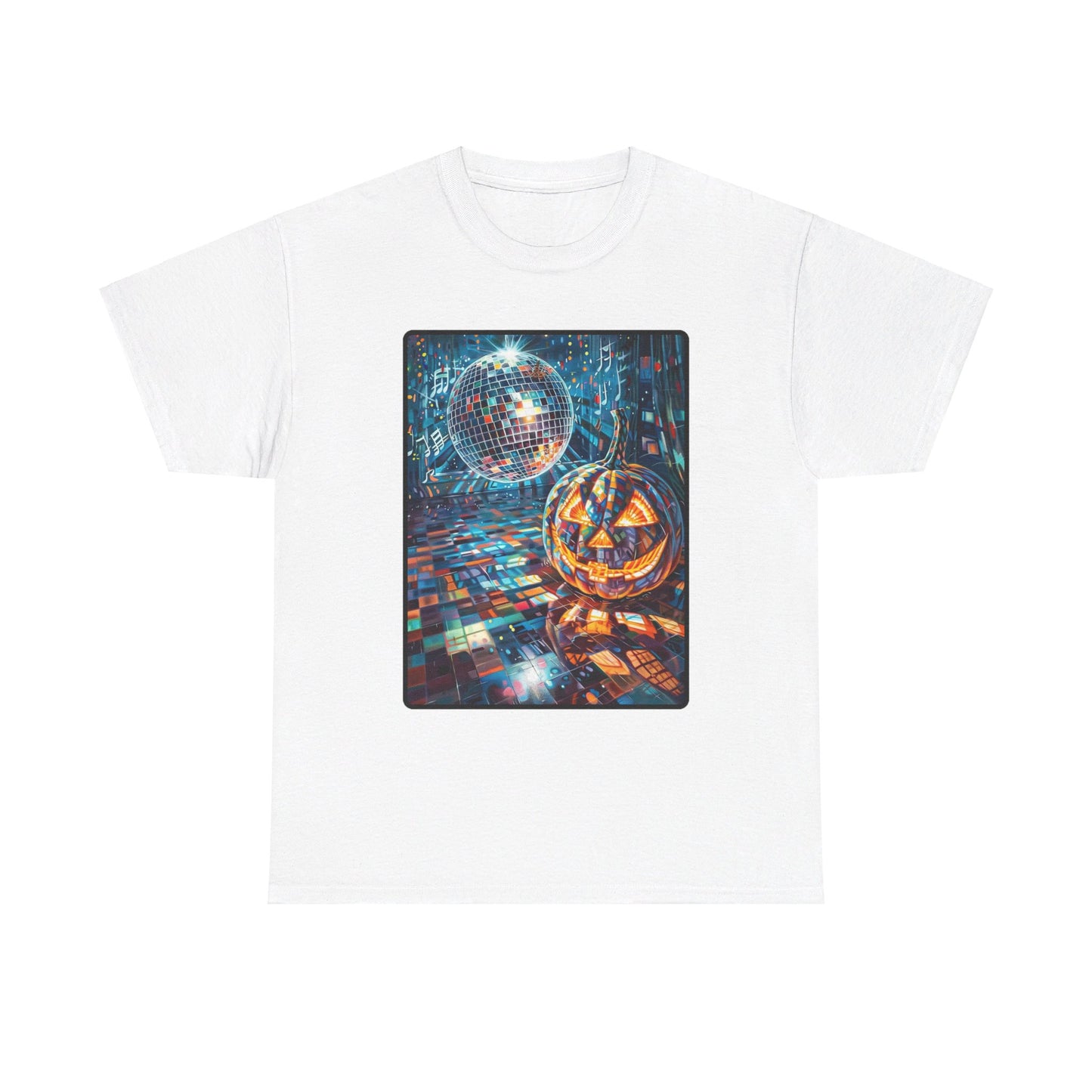 Fitzboyzprintz Pop Art Pumpkin Disco Unisex Fashion Heavy Cotton Fabric Graphic Tee Shirt