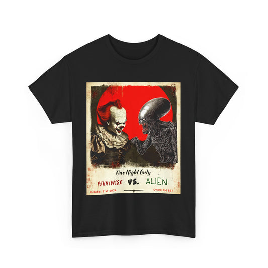 Pennywise Vs Alien 2024 Halloween Unisex Heavy Cotton Tee