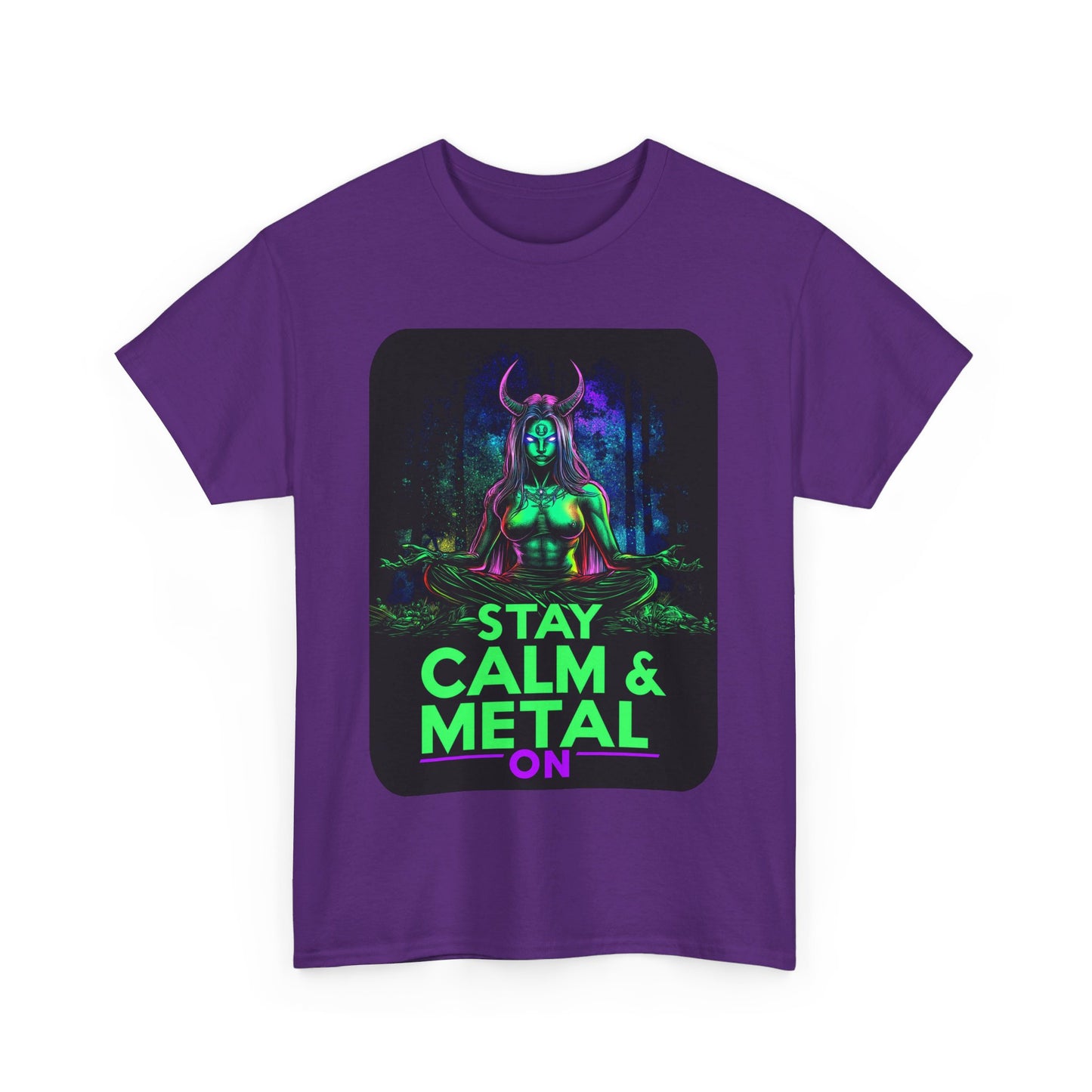 Stay Calm And Metal On Unisex Heavy Cotton Tee
