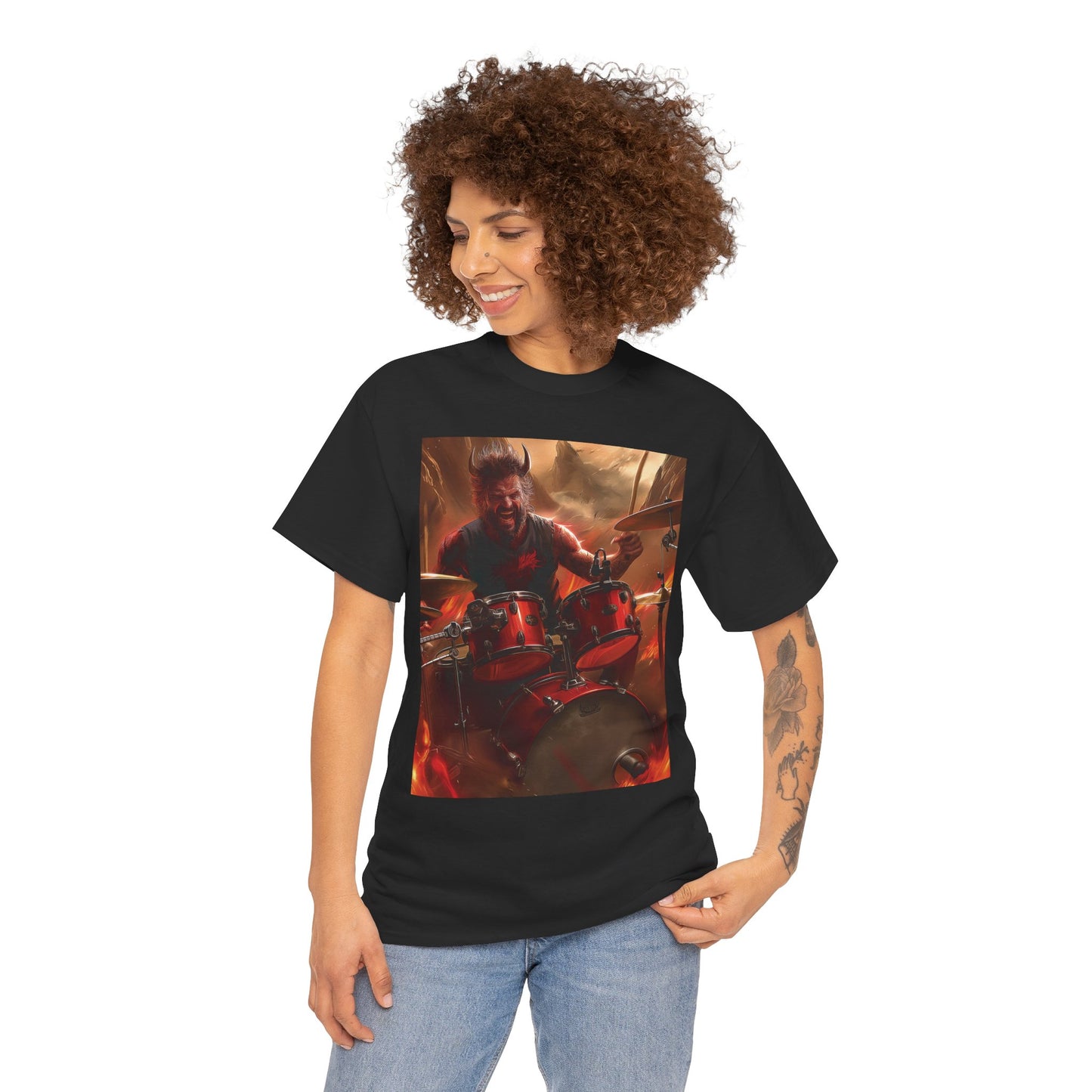 Devil Drummer Unisex Heavy Cotton Graphic Tee