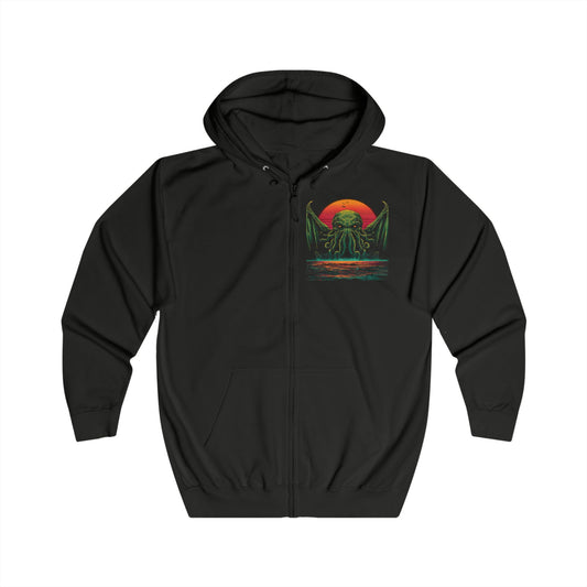 The Call of the Deep – Cthulhu Zip Hoodie | Lovecraft Horror Sweatshirt | Unisex Full-Zip Hoodie