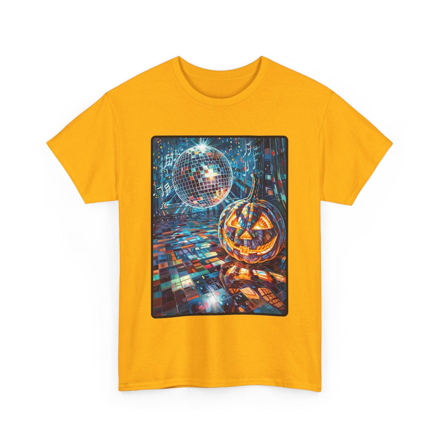 Fitzboyzprintz Pop Art Pumpkin Disco Unisex Fashion Heavy Cotton Fabric Graphic Tee Shirt